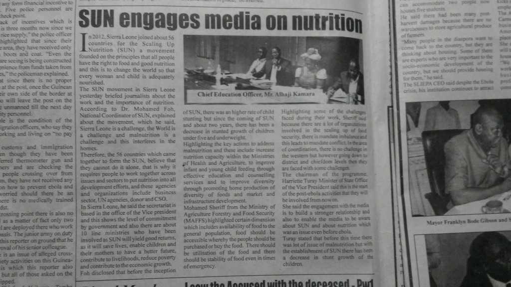 SUN engages media on nutrition
