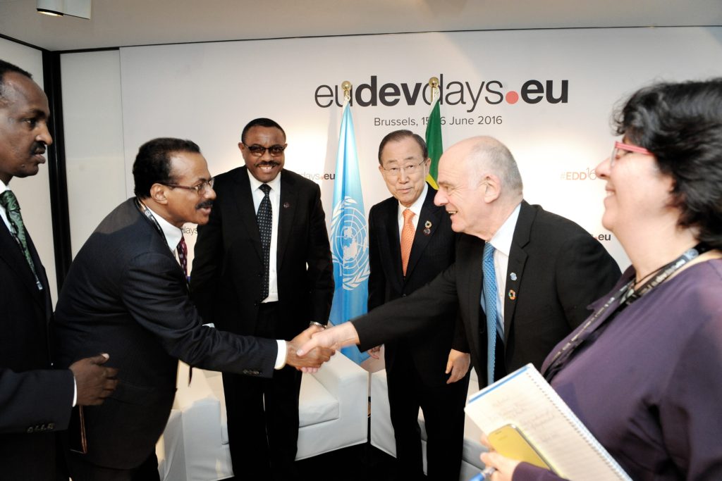 Brussels , Belgium - 2016 June 15th - European Development Days - Bilateral Meeting Ban Ki-Moon Secretary General, United Nations and Hailemariam Desalegn Boshe Prime Minister of Ethiopia and David Nabarro, Special Advisor on the 2030 Agenda for Sustainable Development and Climate Change © European Union