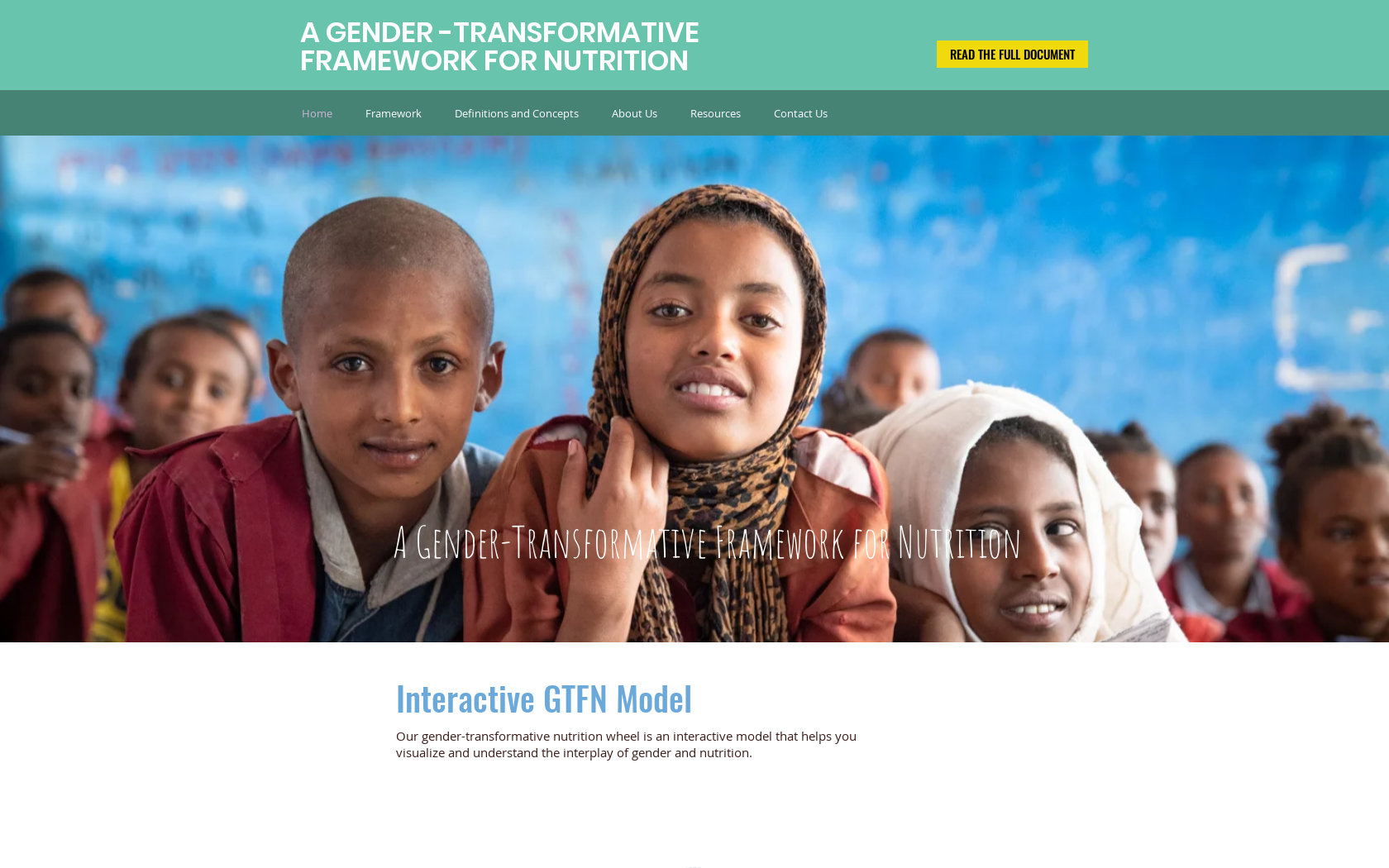 A Gender Transformative Framework for Nutrition: Advancing Nutrition and Gender Equality Together