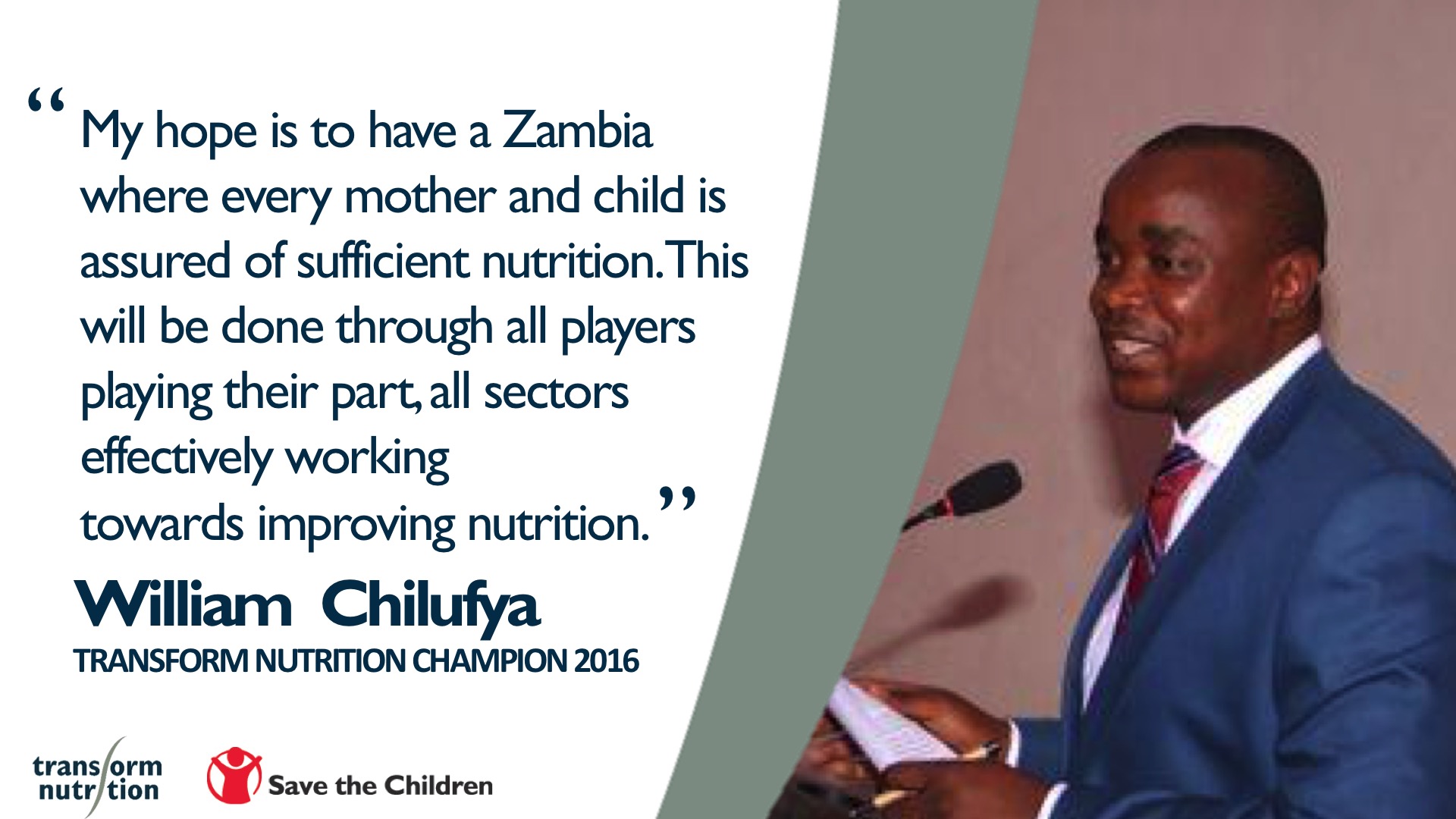 William Chilufya of Zambia – 2016 Transform Nutrition Champion
