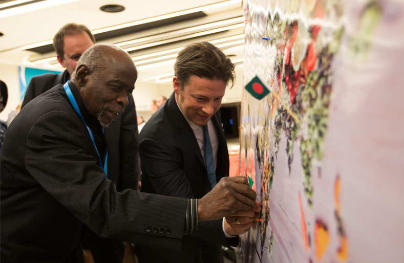 Chef and Campaigner Jamie Oliver joins Ministers of Health at the 69th World Health Assembly to talk about nutrition globally